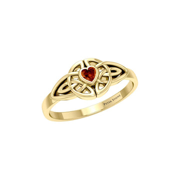 Celtic Knotwork Heart Solid Gold Ring With Heart Gemstone GRI2310 - Jewelry